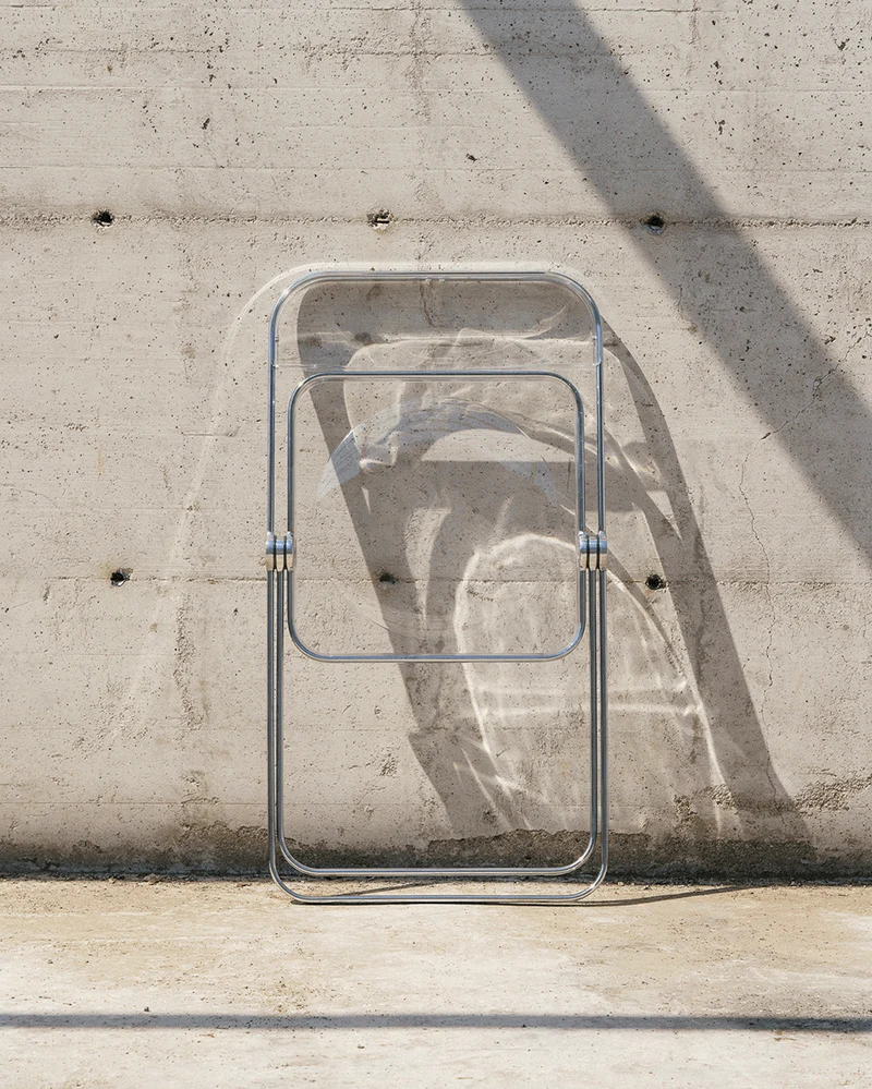 Chaise pliante transparente et acier noir Plia - Anonima Castelli