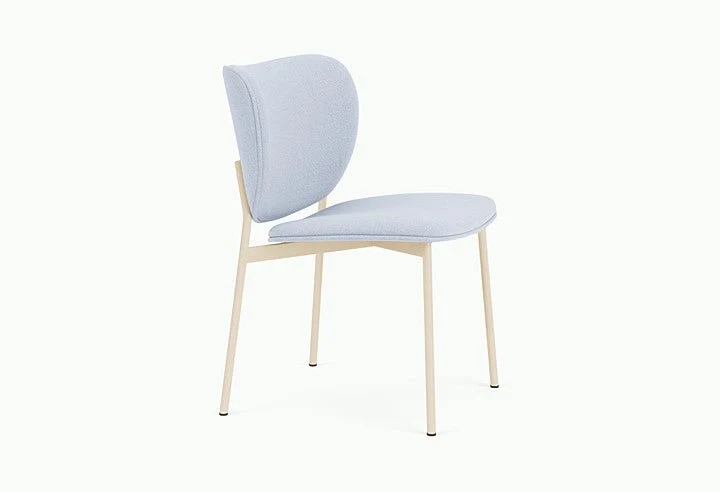 Chaise de salle à manger en acier beige et tissu bleu glacé Eve - Fest Amsterdam