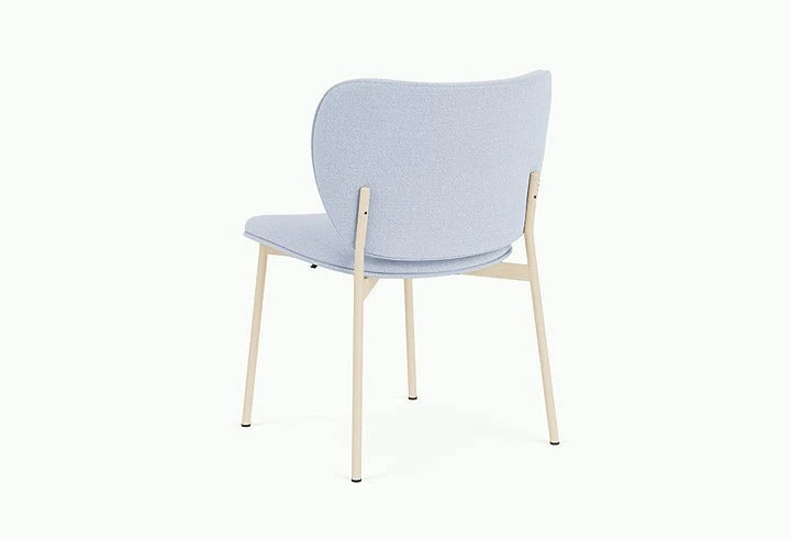 Chaise de salle à manger en acier beige et tissu bleu glacé Eve - Fest Amsterdam