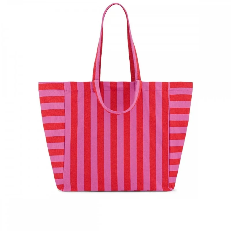 ELISA TOTE BAG - ORCHID + TOMATO STRIPE