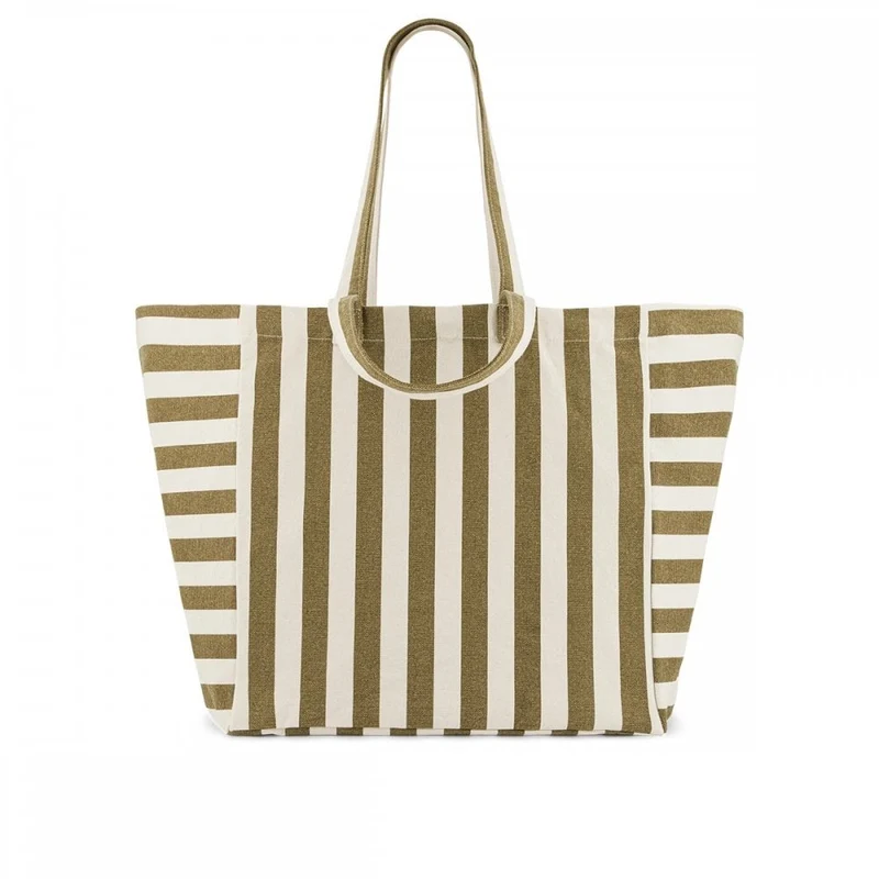 ELISA TOTE BAG - OLIVE + GREIGE STRIPE