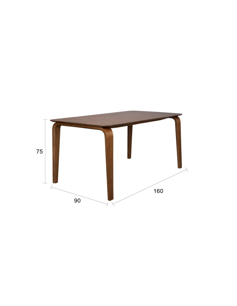 Table à manger rectangulaire en bois d’hévéa marron 160 x 90 x 75 cm - The Cool Republic