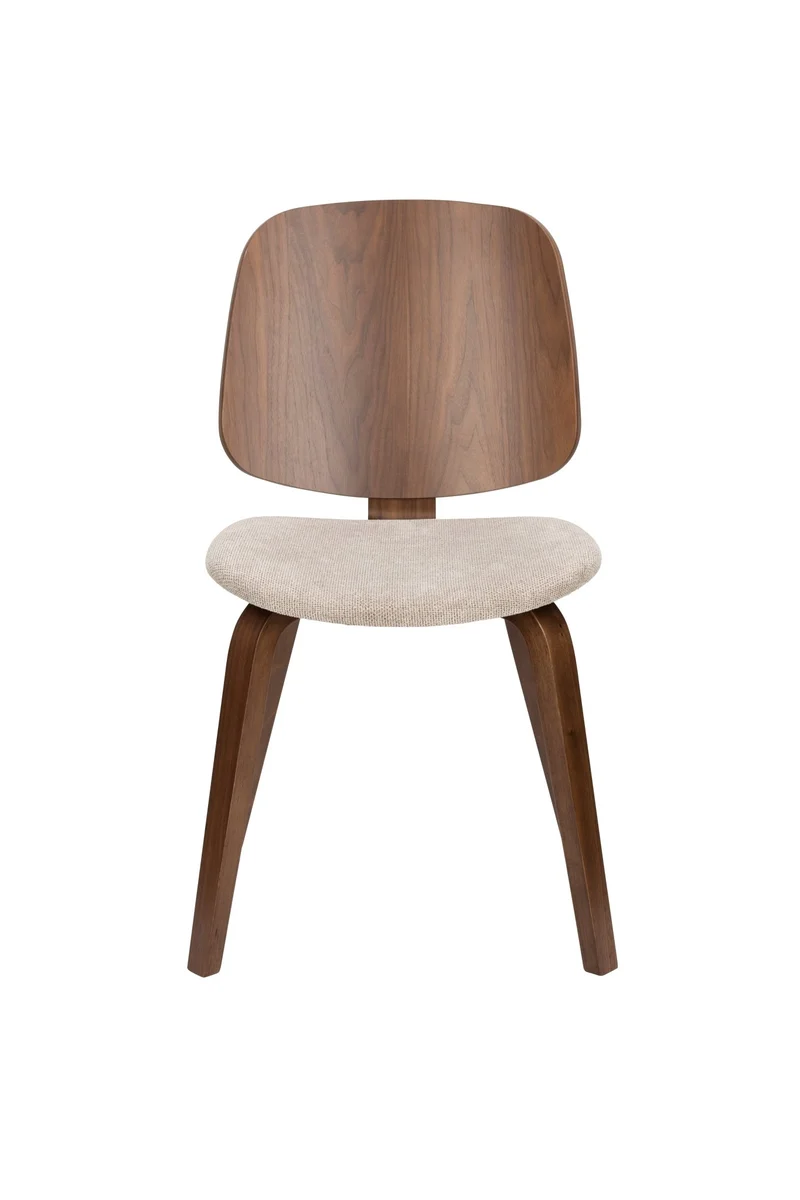 Chaise en bois d’hévéa marron et siège en tissu beige Oakley - The Cool Republic