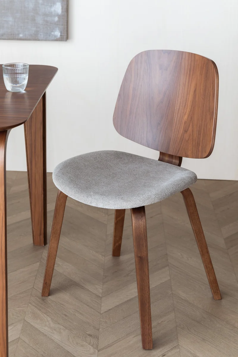 Chaise en bois d’hévéa marron et siège en tissu beige Oakley - The Cool Republic