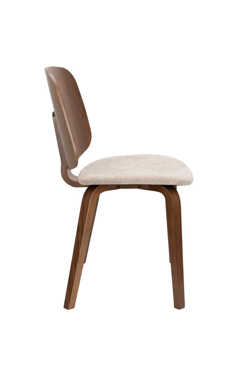 Chaise en bois d’hévéa marron et siège en tissu beige Oakley - The Cool Republic