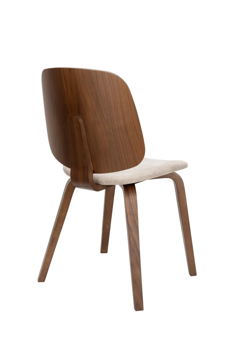 Chaise en bois d’hévéa marron et siège en tissu beige Oakley - The Cool Republic