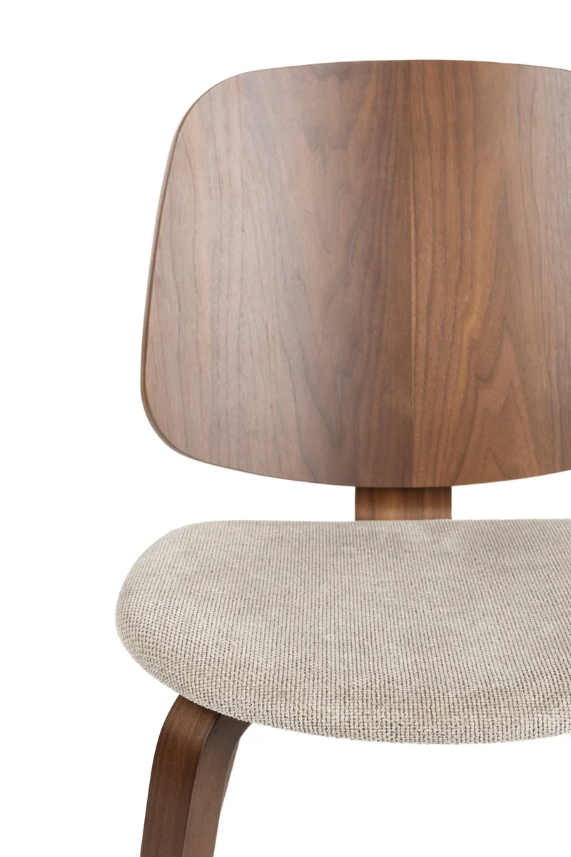 Chaise en bois d’hévéa marron et siège en tissu beige Oakley - The Cool Republic