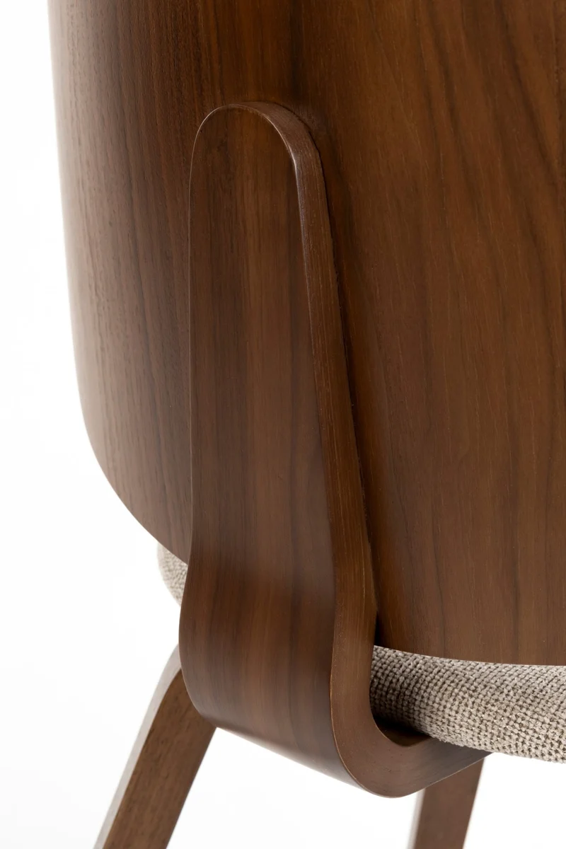 Chaise en bois d’hévéa marron et siège en tissu beige Oakley - The Cool Republic