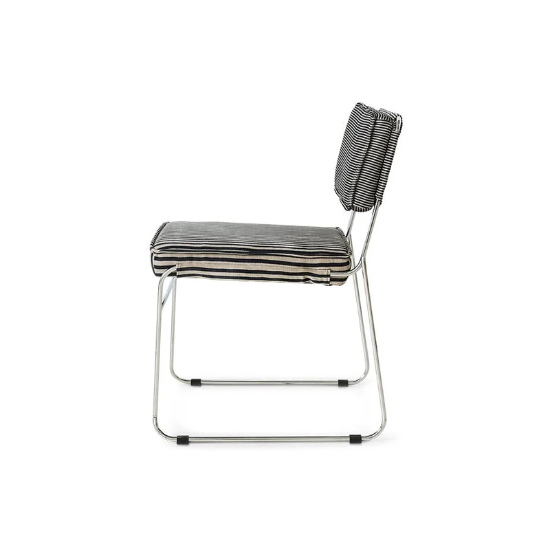 Chaise en acier chromé et tissu rayé 51,5x62,5x83,5cm Endless - HKliving