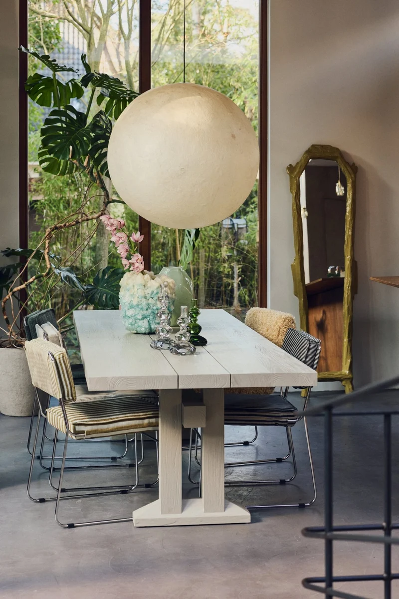 Chaise en acier chromé et tissu rayé 51,5x62,5x83,5cm Endless - HKliving