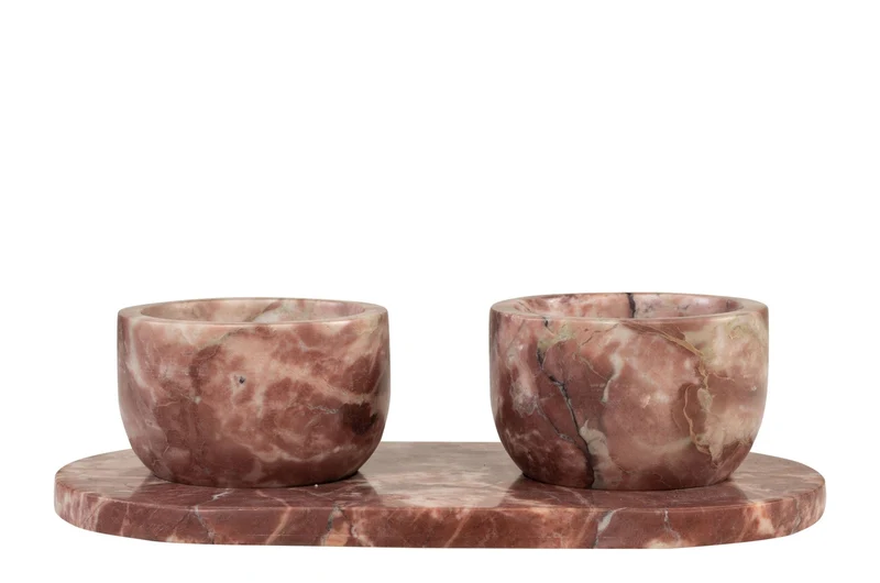 Bols et plateau en marbre rose 23x12x6,5cm Coletta - Versmissen