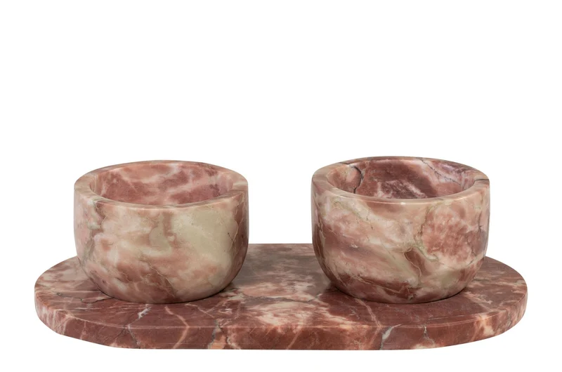 Bols et plateau en marbre rose 23x12x6,5cm Coletta - Versmissen