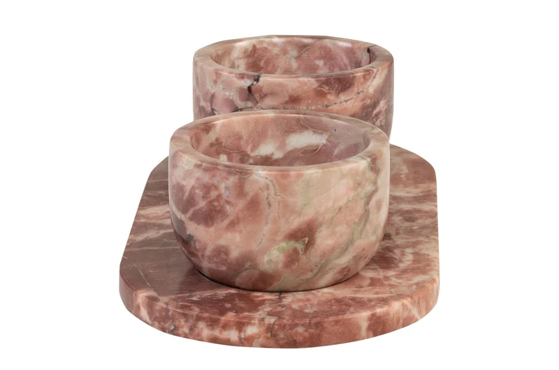 Bols et plateau en marbre rose 23x12x6,5cm Coletta - Versmissen