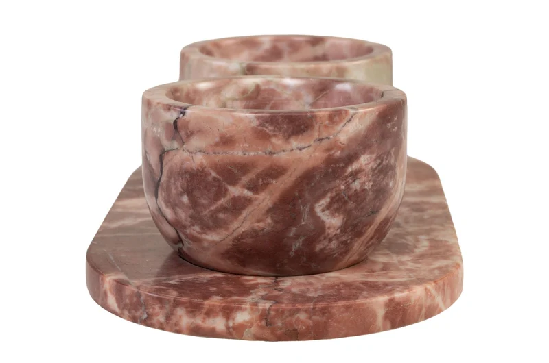 Bols et plateau en marbre rose 23x12x6,5cm Coletta - Versmissen