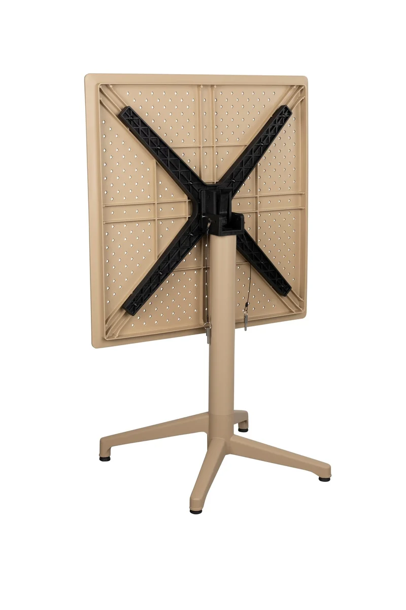 Table bistrot d'extérieur carrée en métal beige 70 x 70 x 76 cm Cala - The Cool Republic