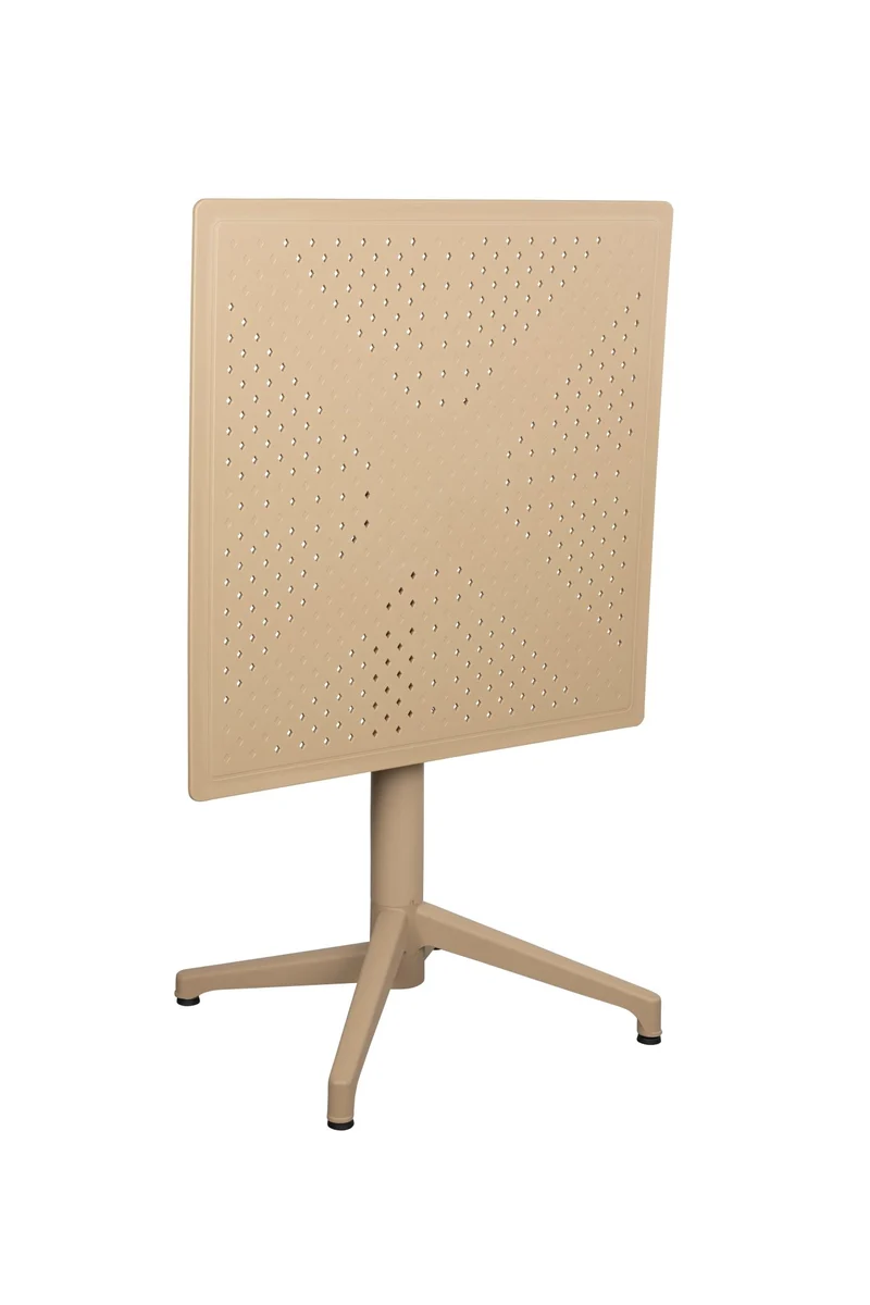 Table bistrot d'extérieur carrée en métal beige 70 x 70 x 76 cm Cala - The Cool Republic
