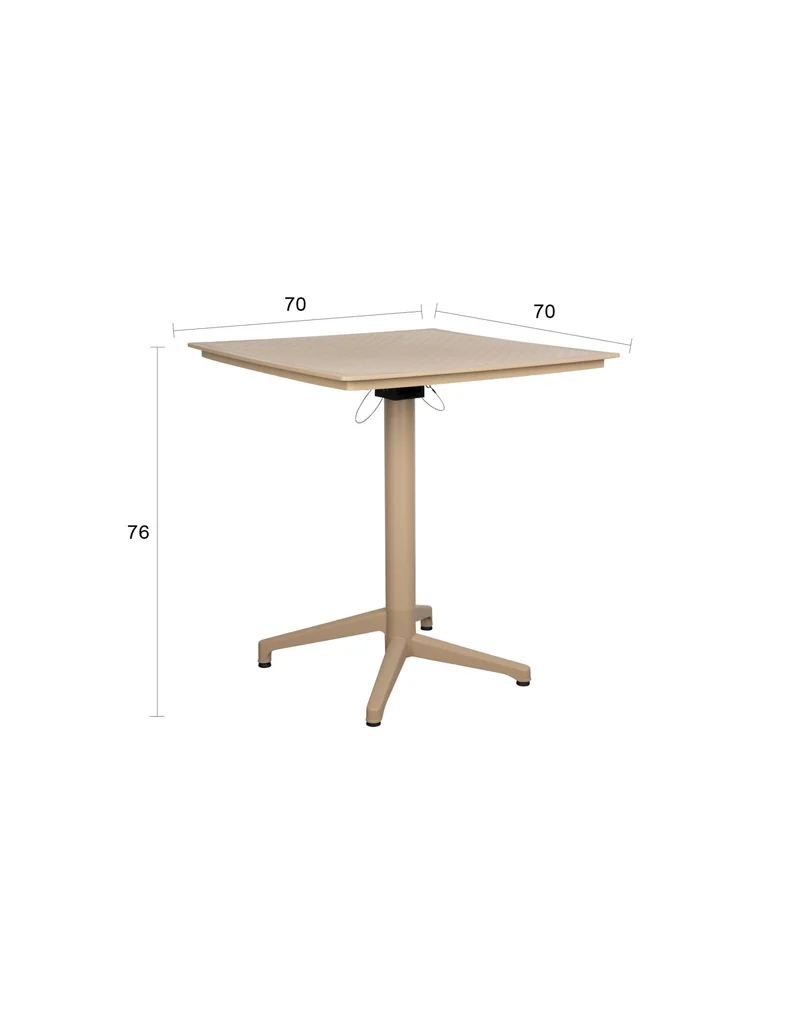 Table bistrot d'extérieur carrée en métal beige 70 x 70 x 76 cm Cala - The Cool Republic