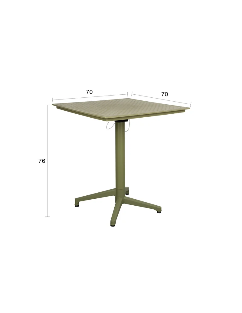 Table bistrot d'extérieur carrée en métal vert 70 x 70 x 76 cm Cala - The Cool Republic