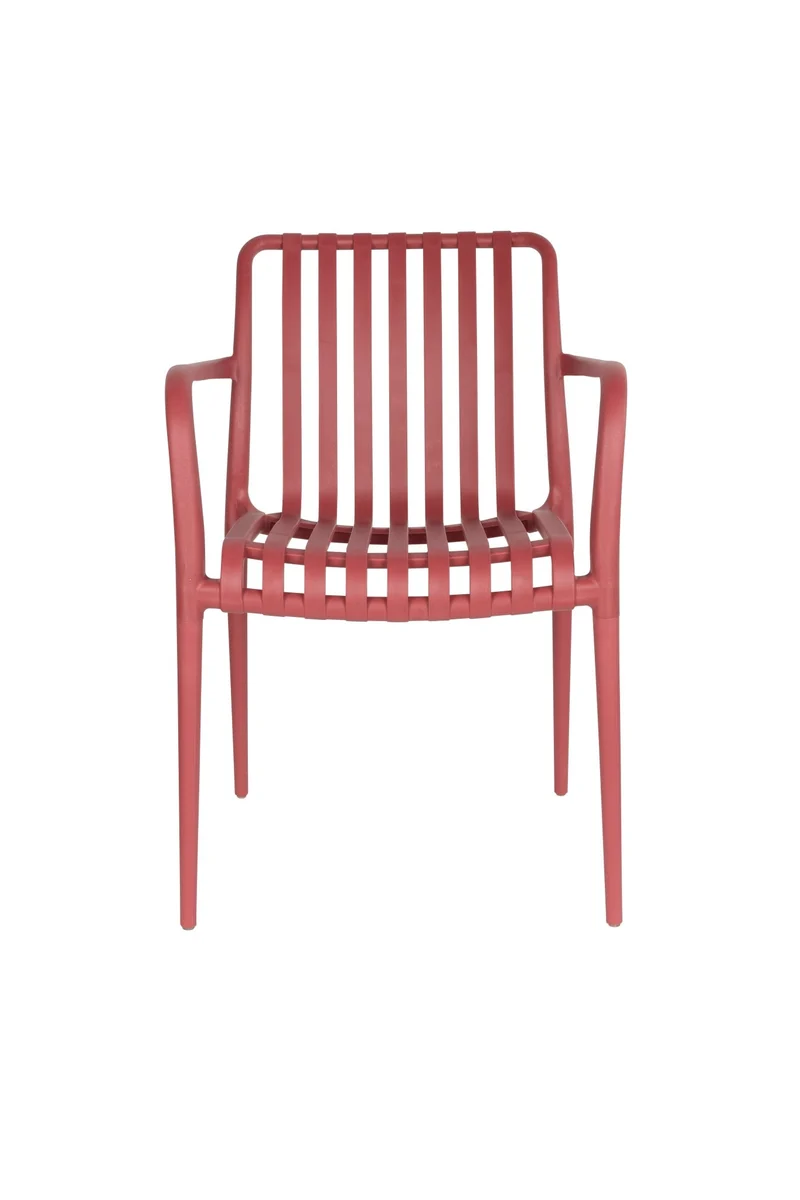 Chaise d'extérieur avec accoudoirs en plastique rouge Cala - The Cool Republic