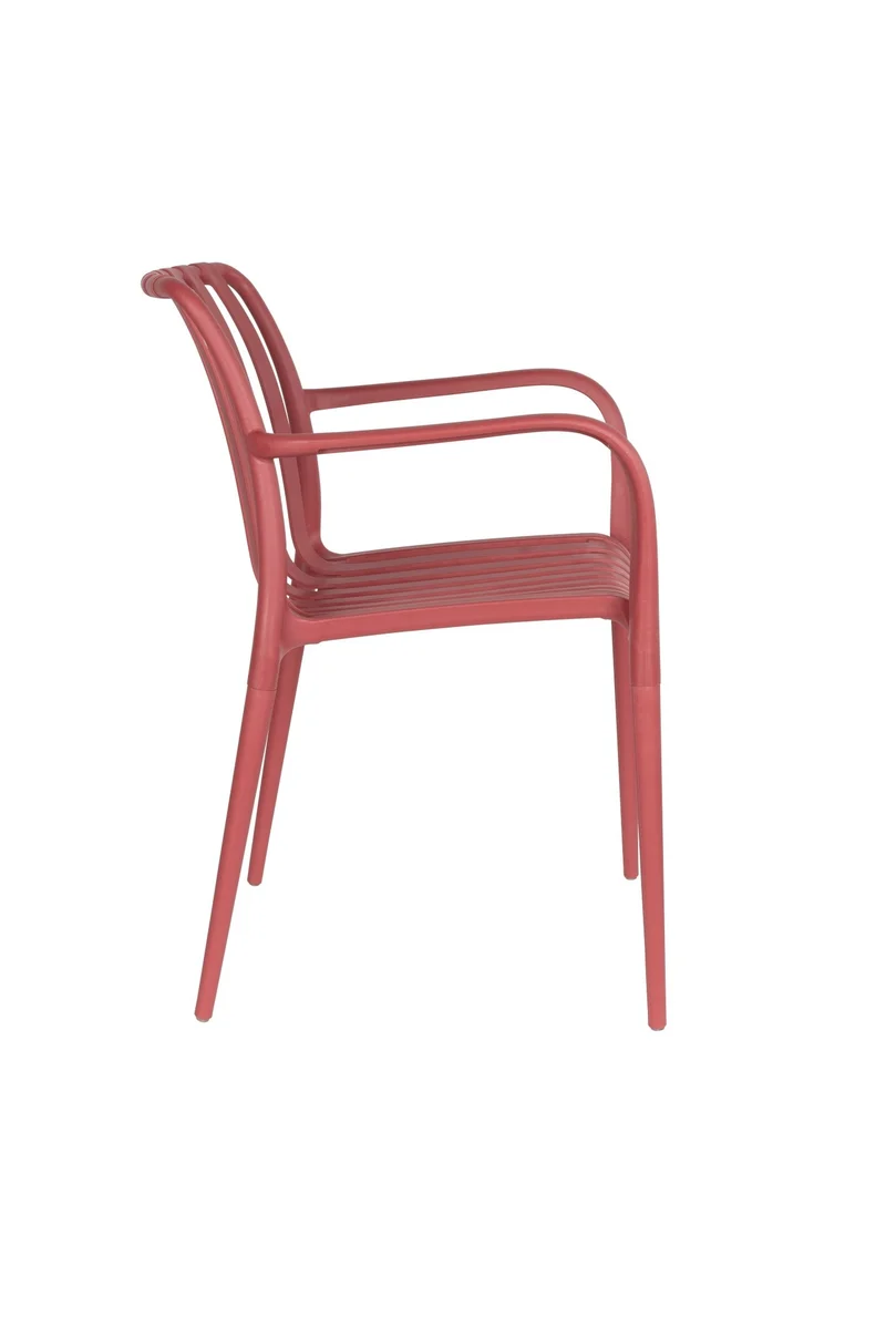 Chaise d'extérieur avec accoudoirs en plastique rouge Cala - The Cool Republic