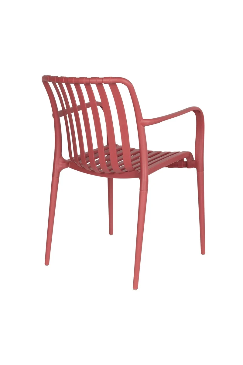 Chaise d'extérieur avec accoudoirs en plastique rouge Cala - The Cool Republic