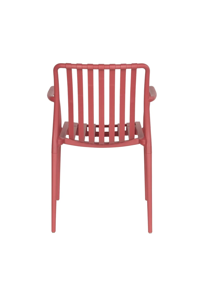 Chaise d'extérieur avec accoudoirs en plastique rouge Cala - The Cool Republic