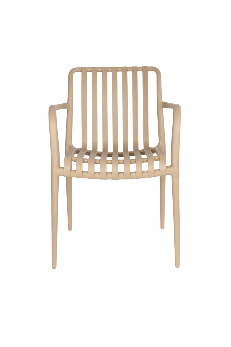 Chaise d'extérieur avec accoudoirs en plastique beige Cala - The Cool Republic