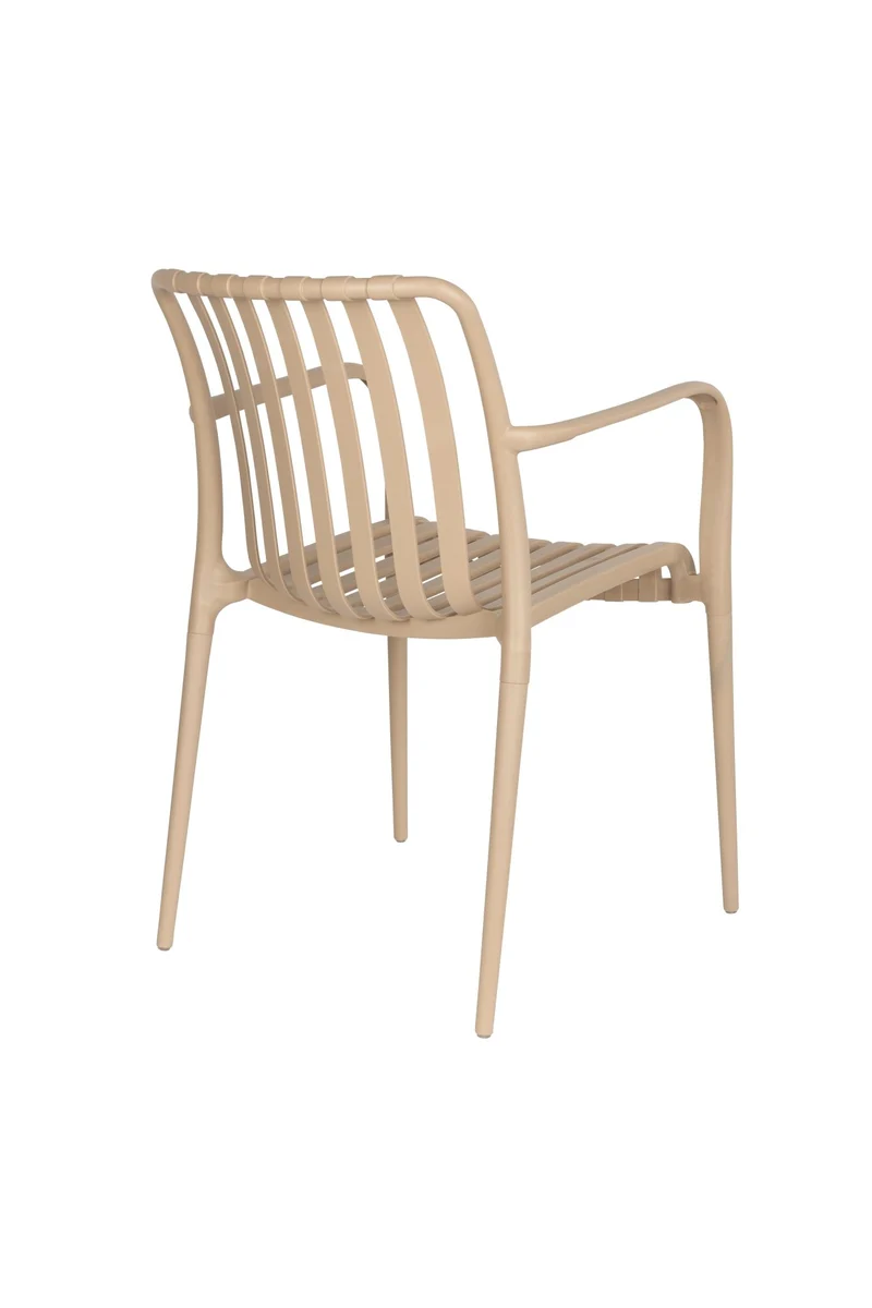 Chaise d'extérieur avec accoudoirs en plastique beige Cala - The Cool Republic