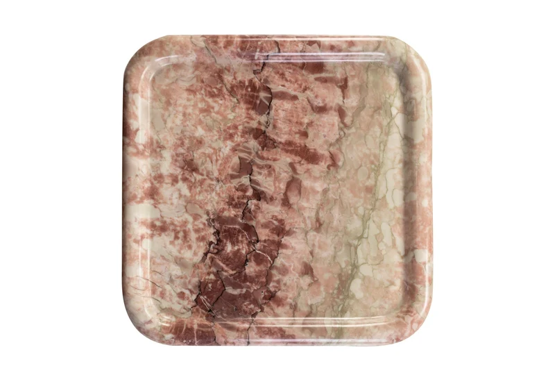 Plateau en marbre rose carré 40x3cm Saville - Versmissen
