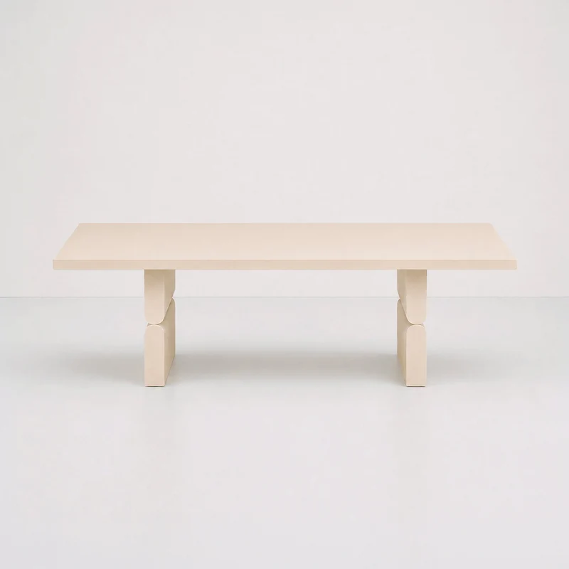 Table basse rectangulaire en bois teinté blanc ivoire 118 x 58 x 35 cm Noon - Nobodinoz