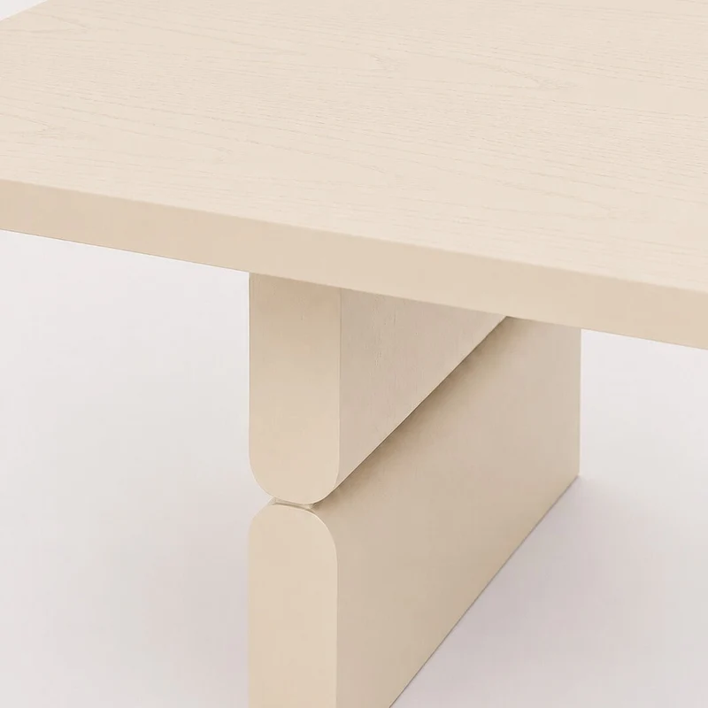 Table basse rectangulaire en bois teinté blanc ivoire 118 x 58 x 35 cm Noon - Nobodinoz