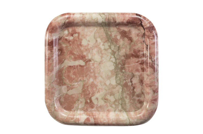 Plateau en marbre rose carré 30x3cm Saville - Versmissen