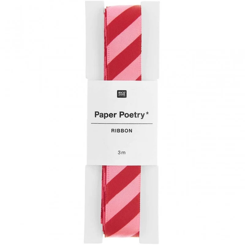 CANDY CANE STRIPE RIBBON - NEON PINK & RED