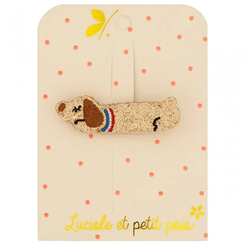 GOLD SAUSAGE DOG HAIR CLIP
