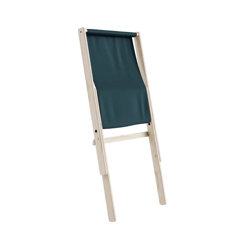 Chaise pliante en hêtre et matelas en coton bleu pétrole 65x88x75cm Boogie raw - Karup Design
