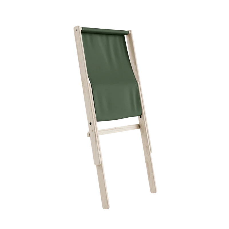 Chaise pliante en hêtre et matelas en coton vert olive 65x88x75cm Boogie raw - Karup Design