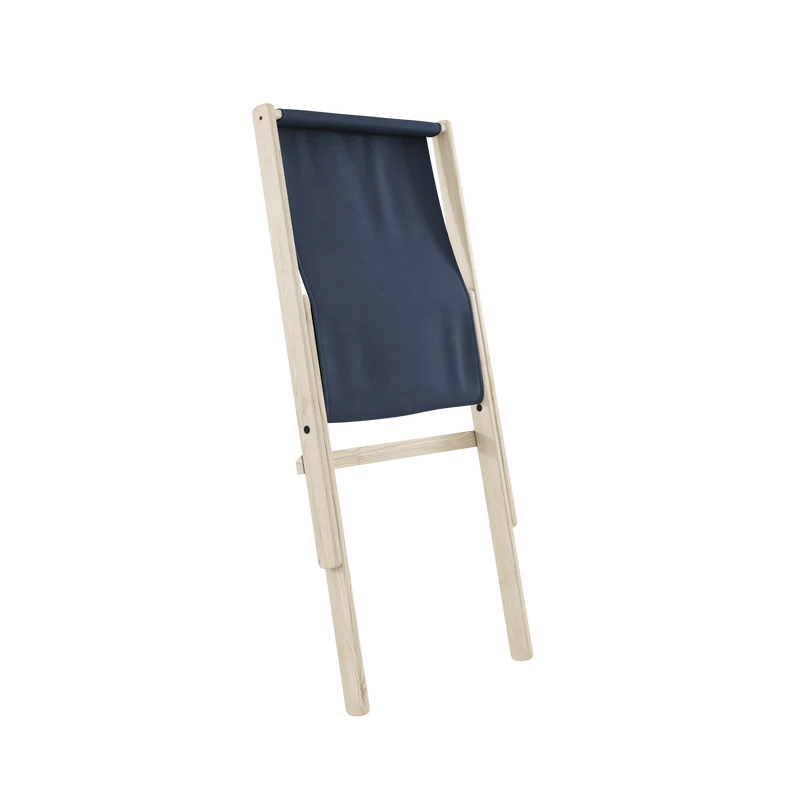 Chaise pliante en hêtre et matelas en coton bleu marine 65x88x75cm Boogie raw - Karup Design