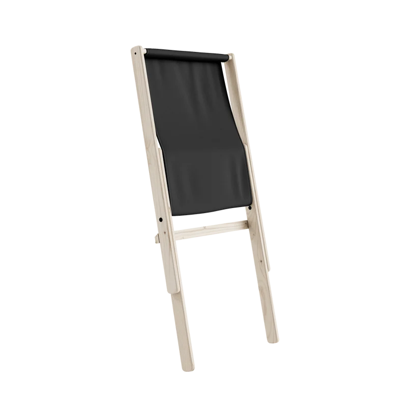 Chaise pliante en hêtre et matelas en coton gris foncé 65x88x75cm Boogie raw - Karup Design