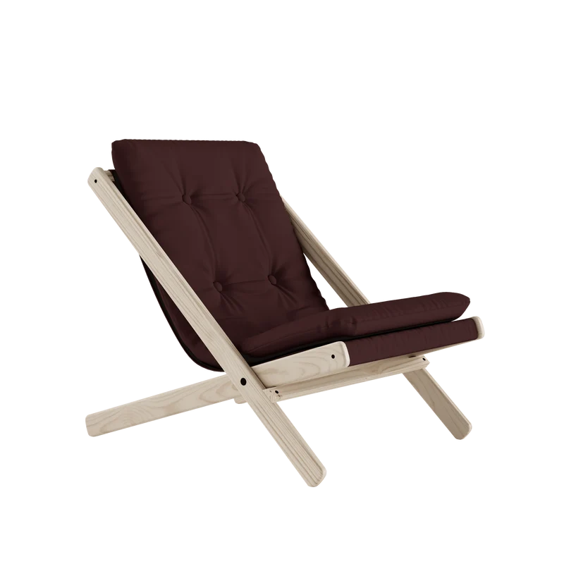 Chaise pliante en hêtre et matelas en coton marron 65x88x75cm Boogie raw - Karup Design