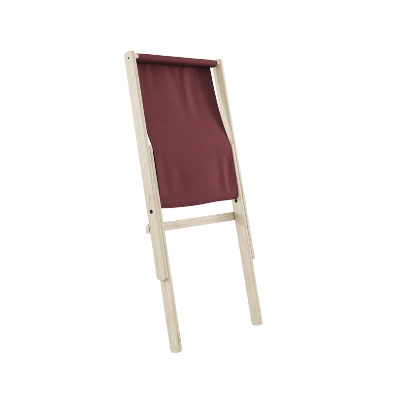 Chaise pliante en hêtre et matelas en coton bordeaux 65x88x75cm Boogie raw - Karup Design