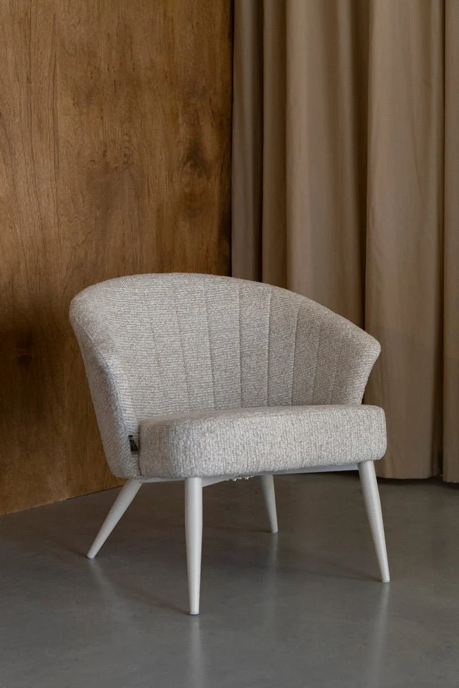 Fauteuil avec accoudoirs en tissu et métal beige Georgia - Dutchbone