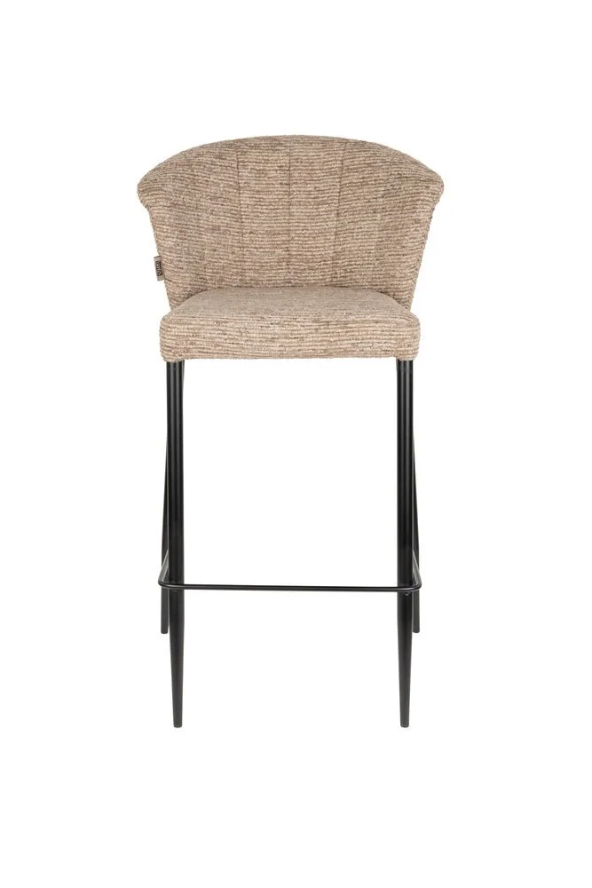 Chaise de bar en tissu marron et métal noir 73cm Georgia - Dutchbone