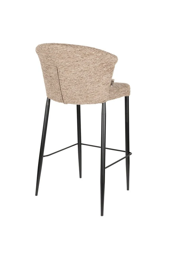 Chaise de bar en tissu marron et métal noir 73cm Georgia - Dutchbone