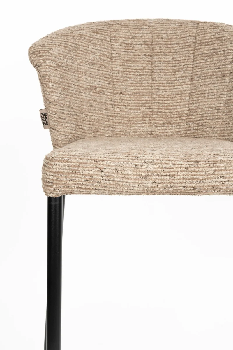 Chaise de bar en tissu marron et métal noir 73cm Georgia - Dutchbone