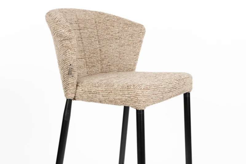 Chaise de bar en tissu marron et métal noir 73cm Georgia - Dutchbone