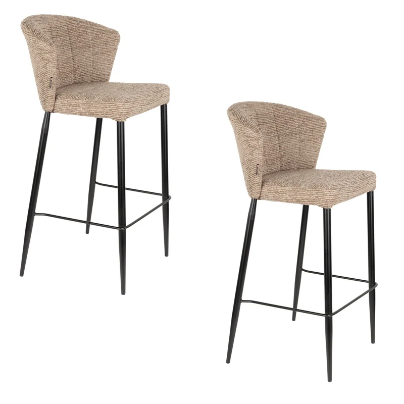 Chaise de bar en tissu marron et métal noir 73cm Georgia - Dutchbone