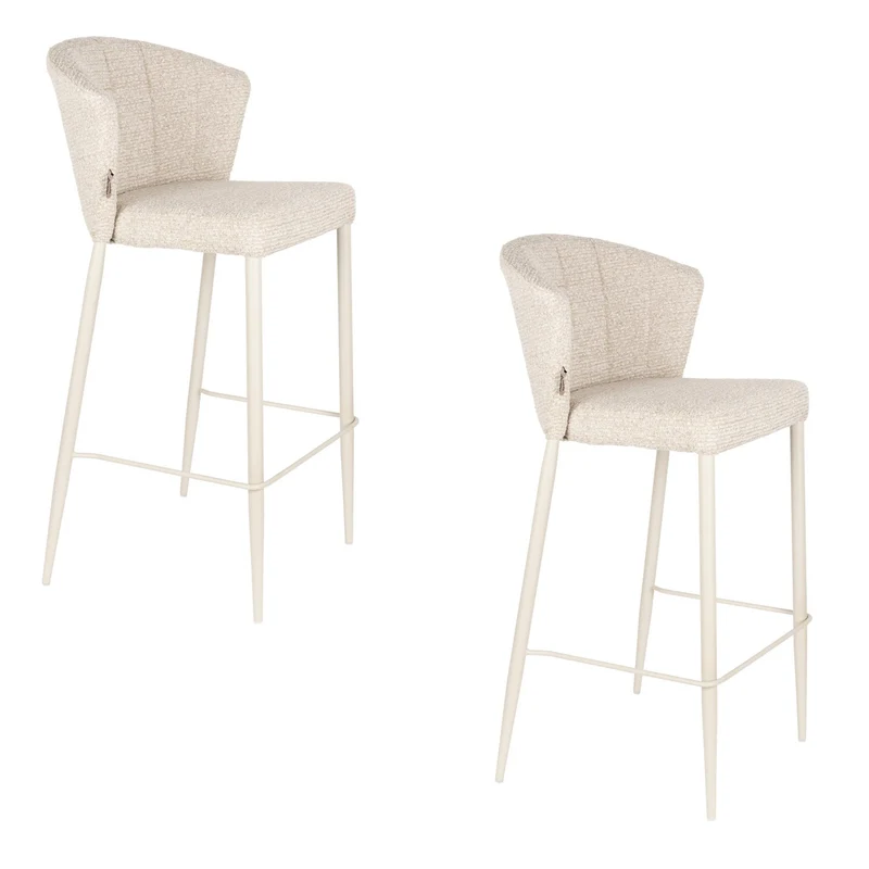 Chaise de bar en tissu et métal beige 73cm Georgia - Dutchbone
