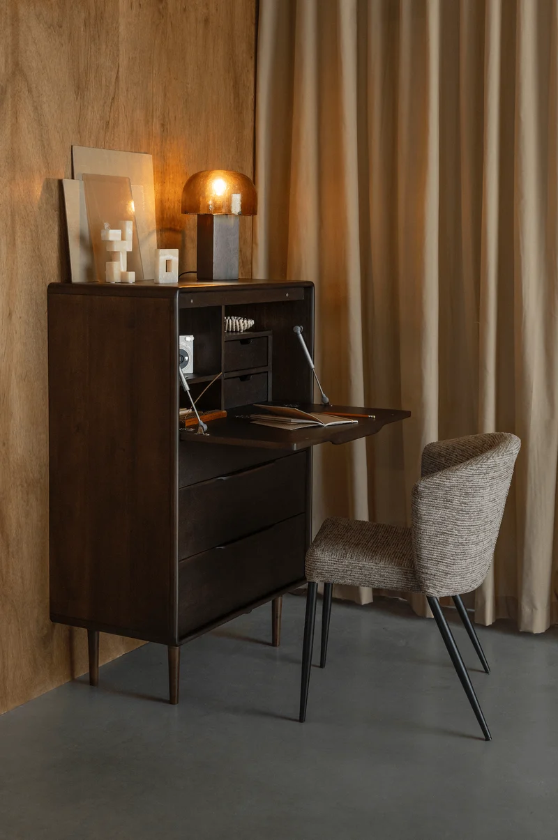 Chaise en tissu marron et métal noir Georgia - Dutchbone