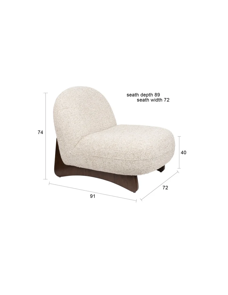 Fauteuil lounge en tissu beige et bois de frêne Loom - Dutchbone