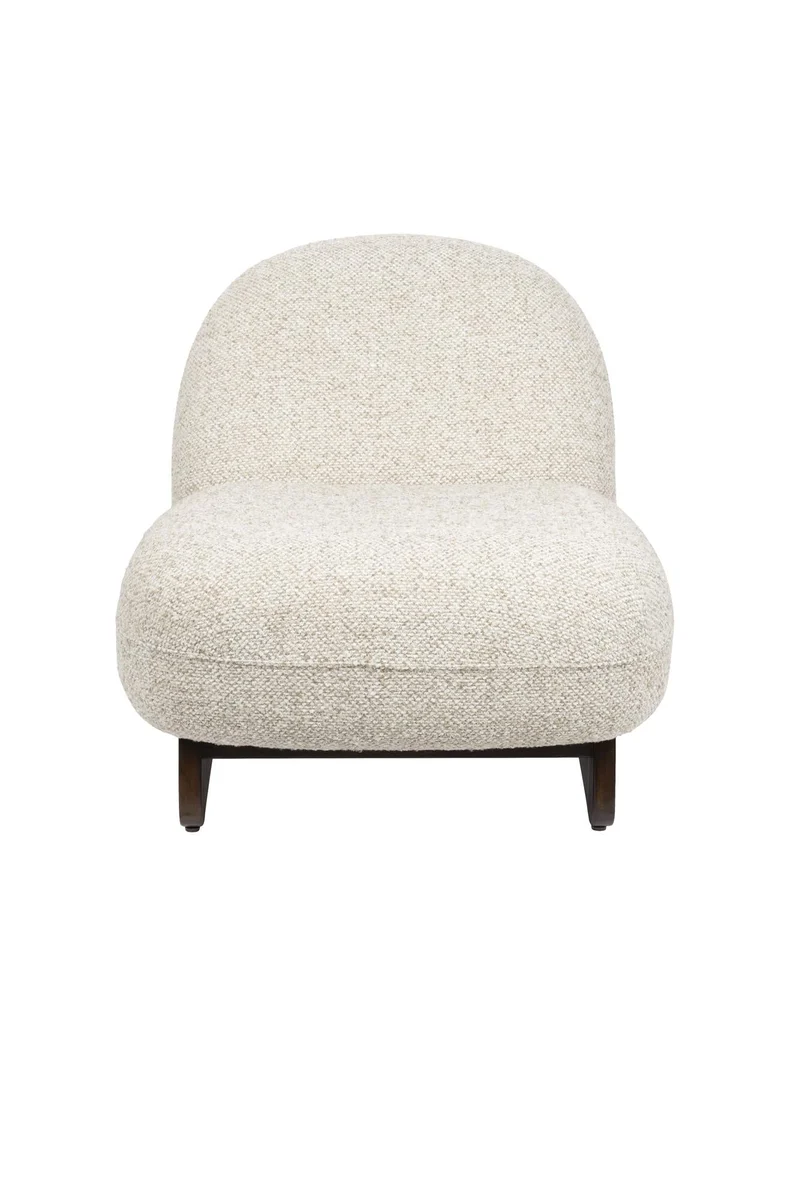 Fauteuil lounge en tissu beige et bois de frêne Loom - Dutchbone